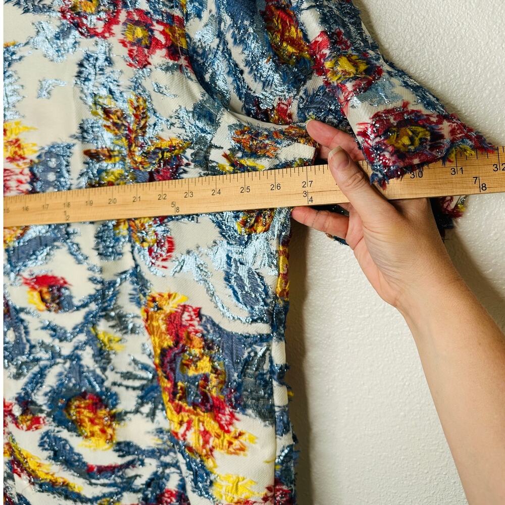 Libertine Cream Red Blue Gold Metallic Embroidered Button  Short Sleeve Shirt L - Picture 12 of 12